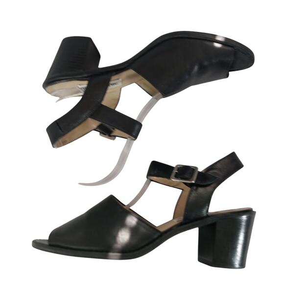 APOSTROPHE! "GABBY" BLACK GENUINE LEATHER OPEN TOE, ANKLE STRAP SANDALS! SZ 8M - Picture 6 of 10